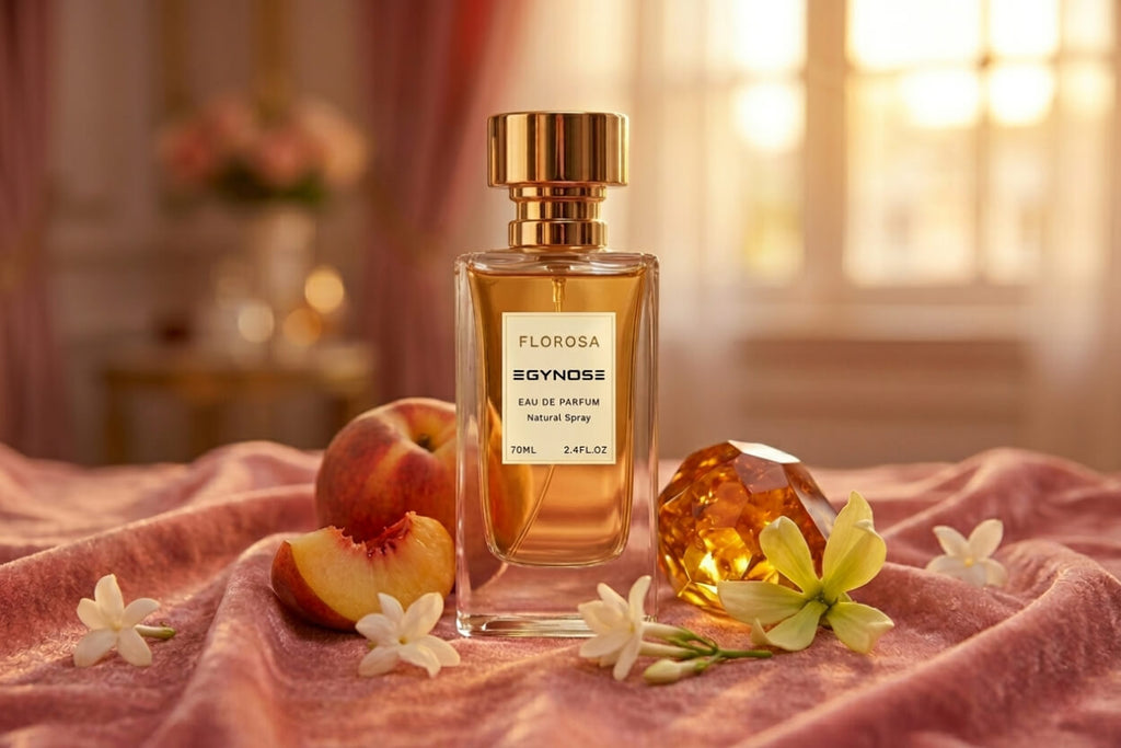Florosa perfume with peach, rose and amber notes by EGYNOSE عطر زهري حلو