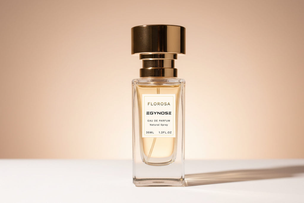 Florosa perfume with peach, rose and amber notes by EGYNOSE