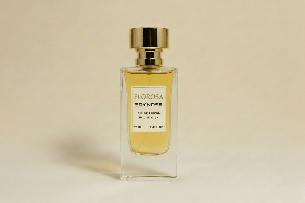Florosa perfume with peach, rose and amber notes by EGYNOSE