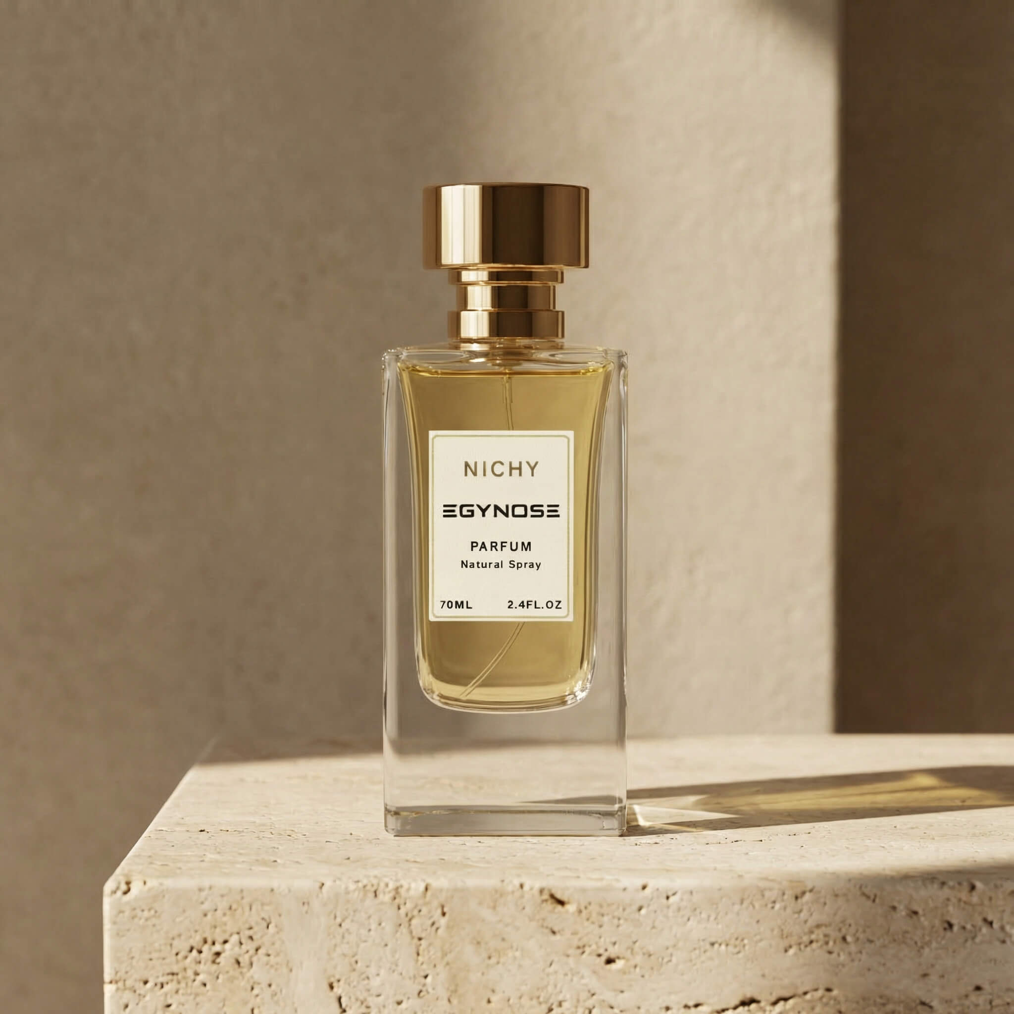 Dark luxury scene with Nichy perfume featuring oud and amber notes in egypt
