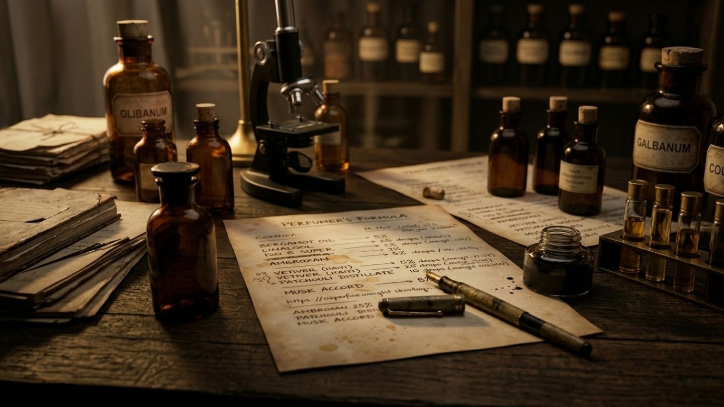 Perfume creation process showing blending of fragrance ingredients by egynose